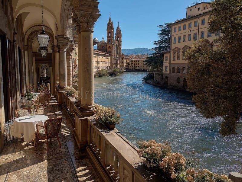 A imagem do Corredor Vasari elevado em Florença fotografia de stock