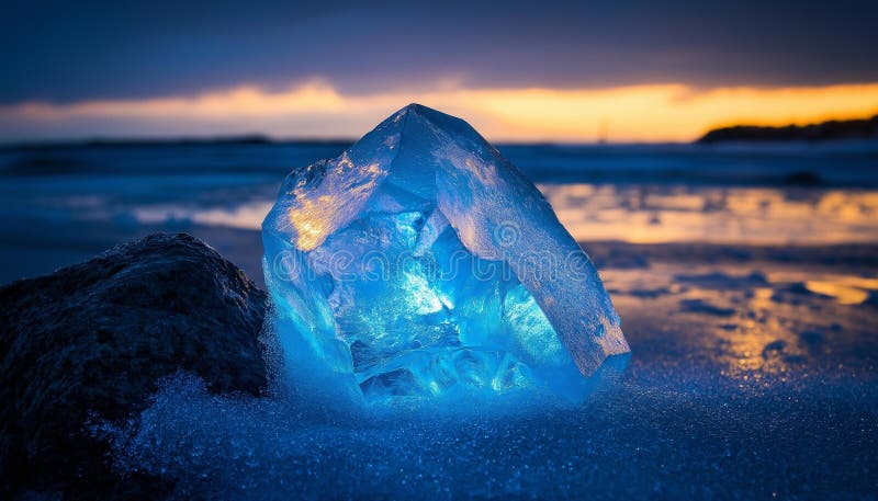 Imagem do gerador de IA do gelo azul brilhante e deslumbrante ilustração stock