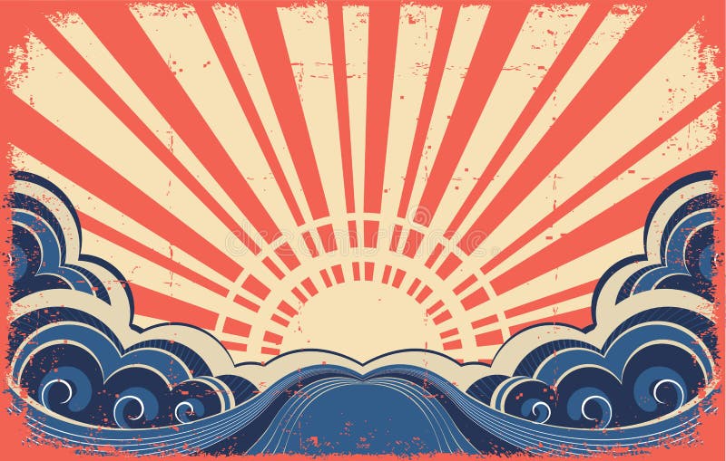 Imagem do grunge de Sunscape ilustração royalty free Imagem do grunge de Sunscape ilustração royalty free