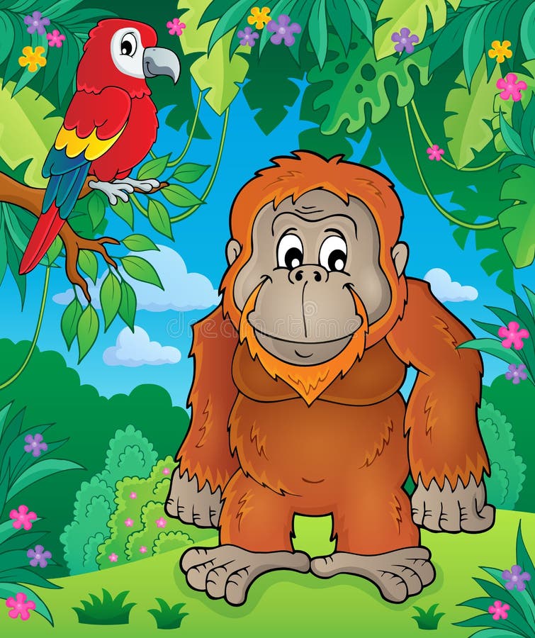 Um Desenho Animado De Macaco Bonito Sentado E Sorrindo Ilustração do Vetor  - Ilustração de floresta, feliz: 157877170