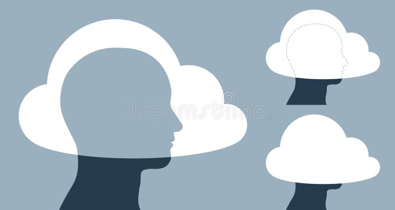 Imagem do vetor das nuvens que cobrem as cabeças humanas ilustração do vetor Imagem do vetor das nuvens que cobrem as cabeças humanas ilustração do vetor