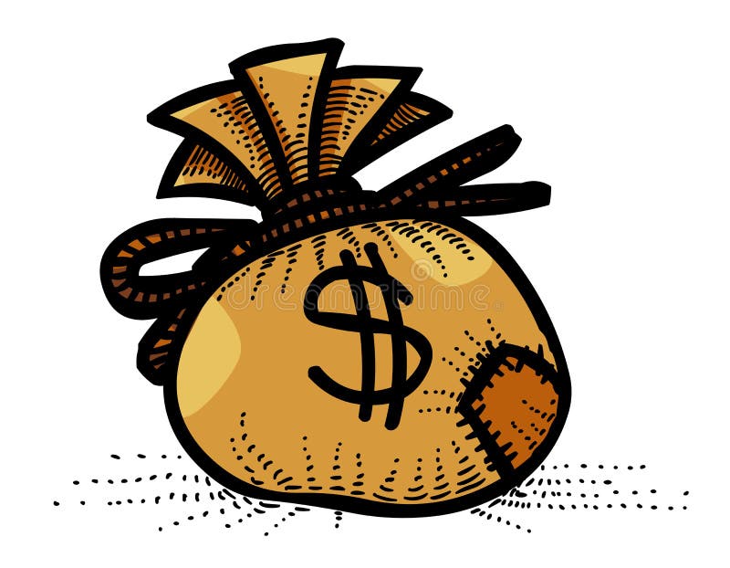 Imagem dos desenhos animados do ícone do saco do dinheiro Símbolo do dinheiro