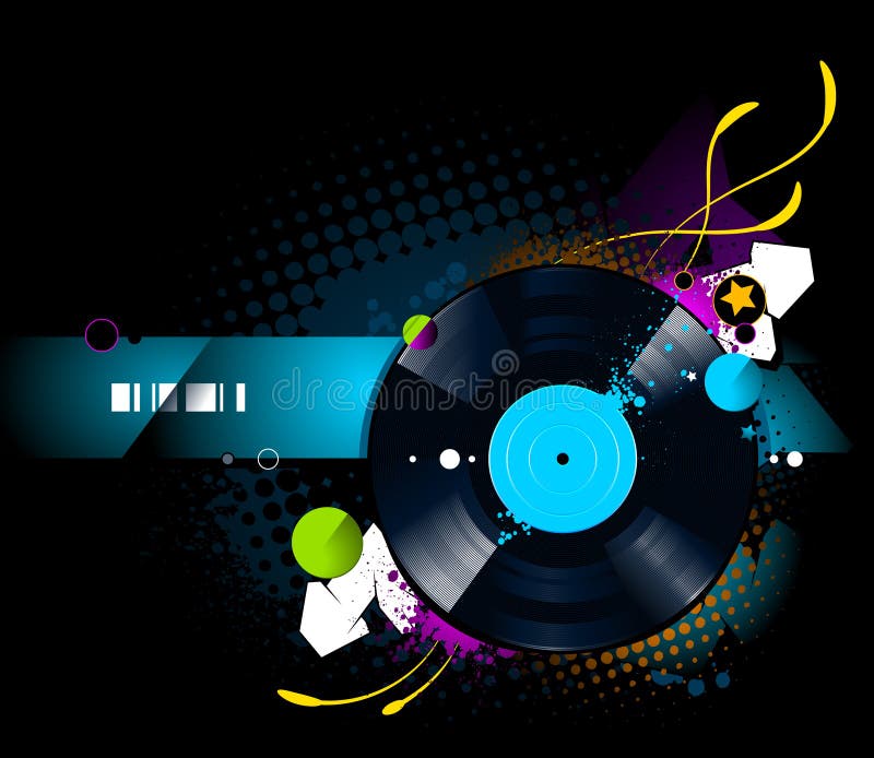 Imagem de graffiti com disco de vinil ilustração do vetor