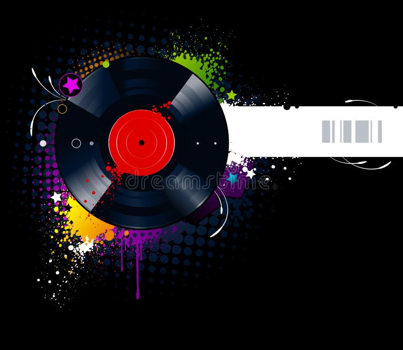 Imagem de graffiti com disco de vinil ilustração royalty free