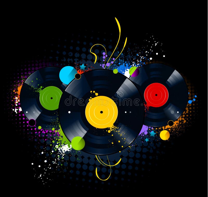 Imagem de graffiti com disco de vinil ilustração stock