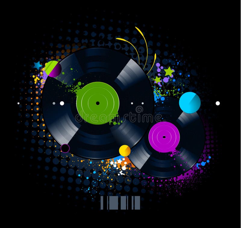 Imagem dos grafittis com disco do vinil ilustração royalty free