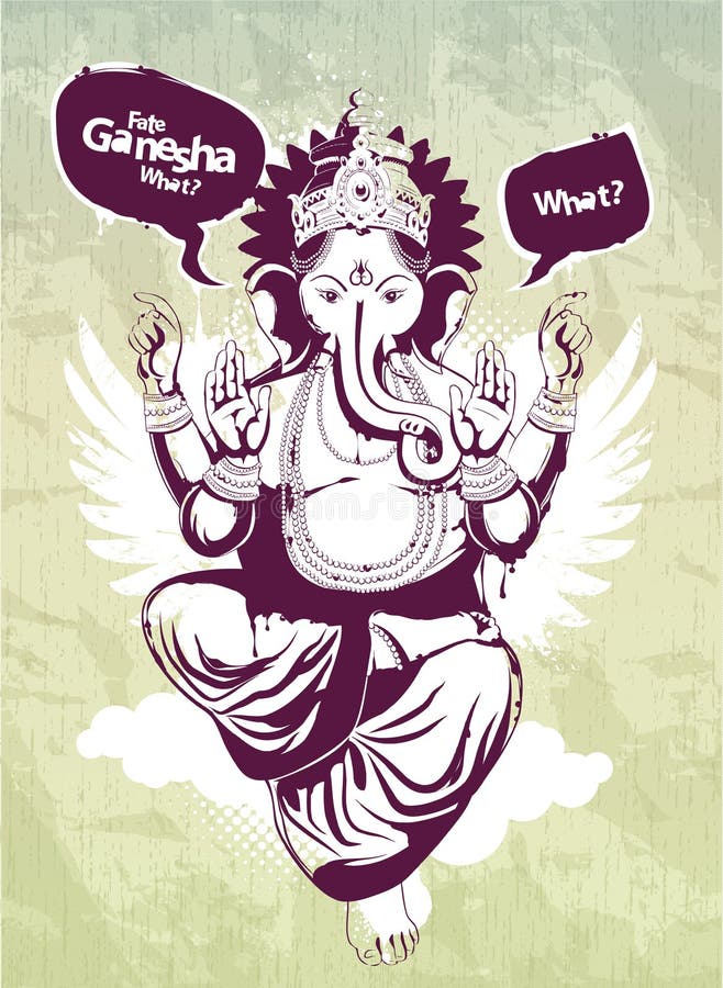 Imagem de graffiti com o ídolo indiano Ganesha ilustração do vetor