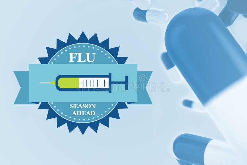 Imagen compuesta de la lucha la gripe con las píldoras