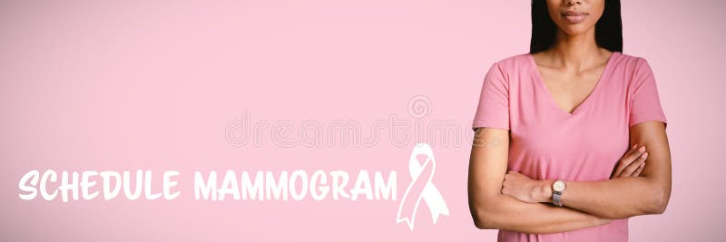 Imagen compuesta de mujeres en el rosa que cruza sus brazos para el cáncer de pecho foto de archivo libre de regalías Imagen compuesta de mujeres en el rosa que cruza sus brazos para el cáncer de pecho foto de archivo libre de regalías