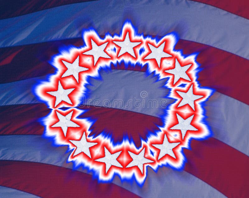 Imagen compuesta de una bandera americana colonial original que brilla intensamente con 13 estrellas stock de ilustración Imagen compuesta de una bandera americana colonial original que brilla intensamente con 13 estrellas stock de ilustración