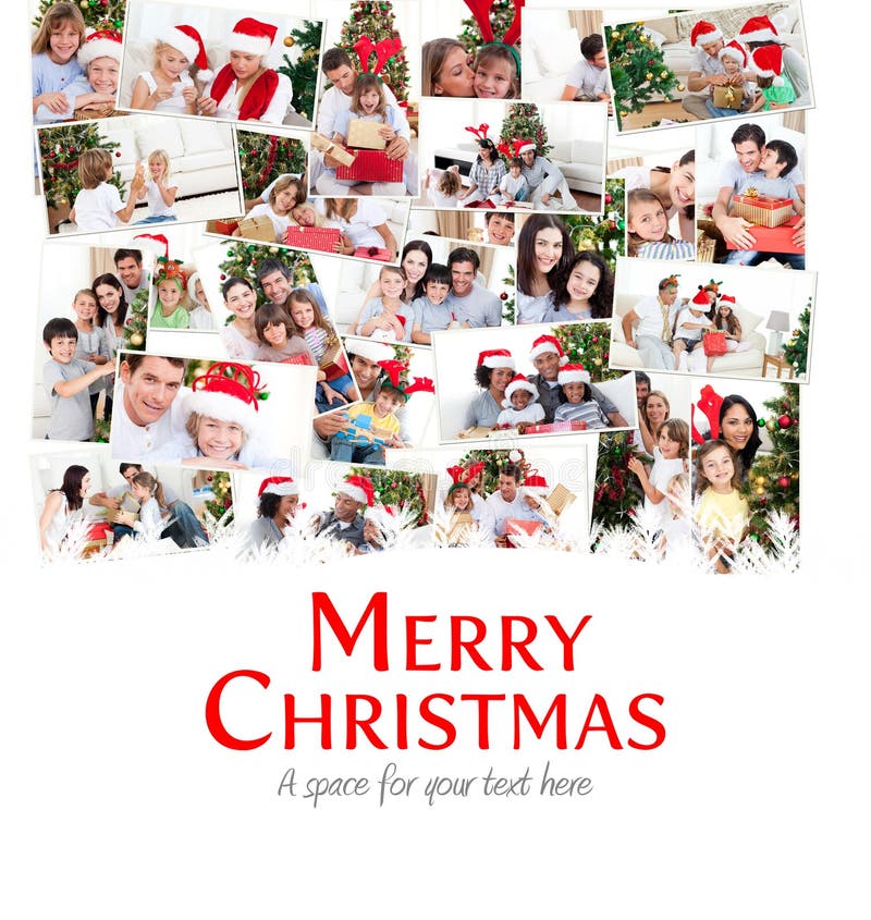 Imagen compuesta del collage de las familias que celebran la Navidad stock de ilustración Imagen compuesta del collage de las familias que celebran la Navidad stock de ilustración