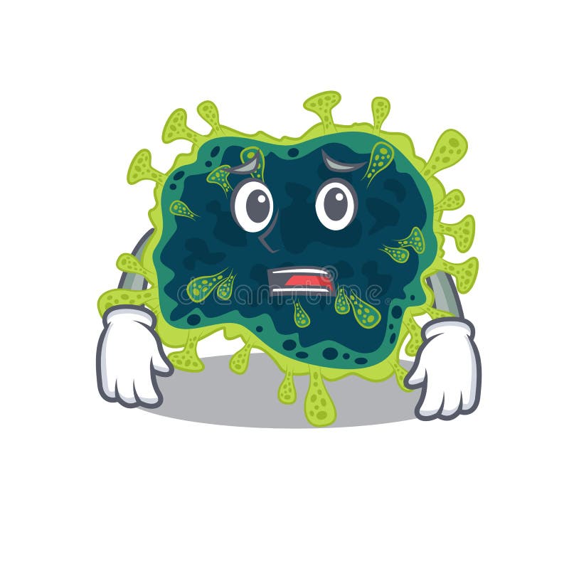 Cartoon picture of beta coronavirus showing anxious face. Vector illustration. Cartoon picture of beta coronavirus showing anxious face. Vector illustration