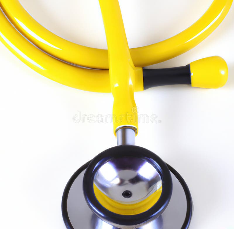 Imagen de cierre con detalle del estetoscopio amarillo sobre fondo blanco