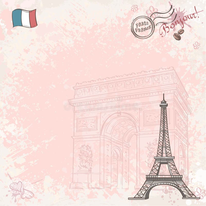 Imagen de fondo en Francia con la torre Eiffel ilustración del vector Imagen de fondo en Francia con la torre Eiffel ilustración del vector