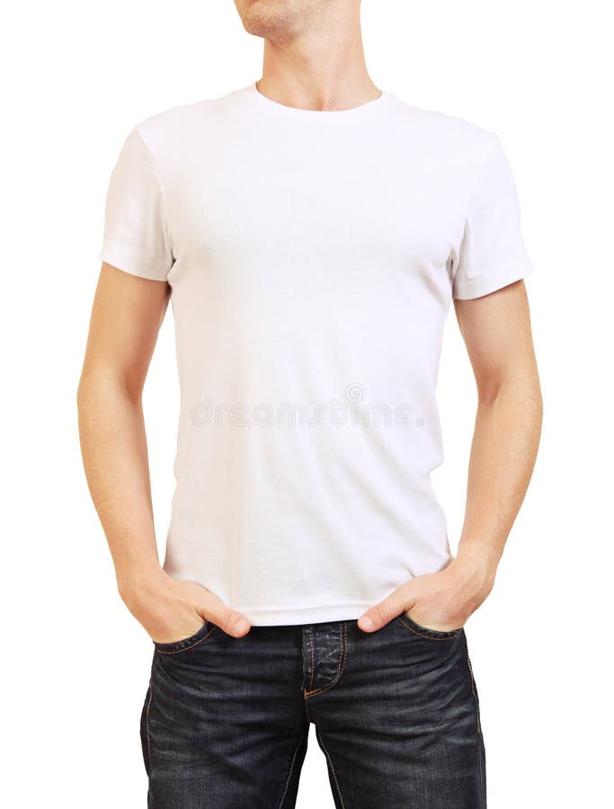 Camiseta Blanca En Un Modelo Del Hombre Joven Aislado En Blanco Foto de  archivo - Imagen de aislado, camisa: 29142490