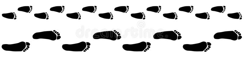 Image of footprints of baby and adult isolated,vector silhouettes, parenthood concept, barefoot. Image of footprints of baby and adult isolated,vector silhouettes, parenthood concept, barefoot