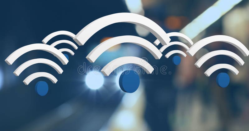 Imagen de íconos digitales wifi flotando sobre el tren ilustración del vector