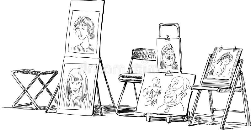 Imagen del vector de bosquejos de un artista de la calle libre illustration Imagen del vector de bosquejos de un artista de la calle libre illustration