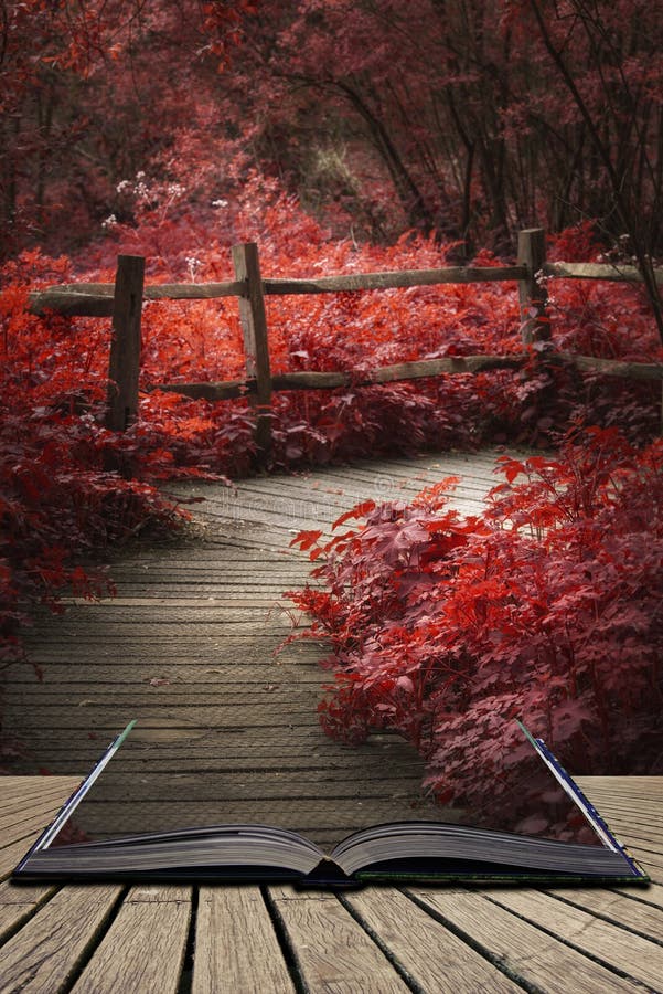 Imagen roja surrealista hermosa del paisaje del throug de madera del paseo marítimo imágenes de archivo libres de regalías Imagen roja surrealista hermosa del paisaje del throug de madera del paseo marítimo imágenes de archivo libres de regalías