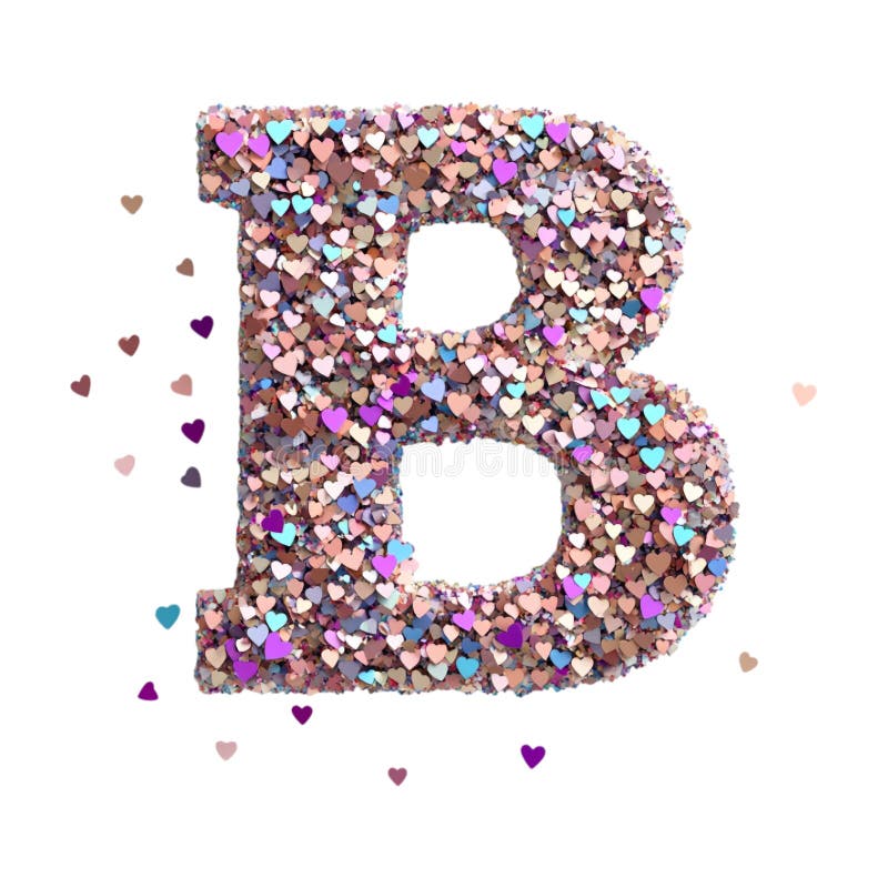 Imagen transparente o PNG de la representación 3D de un alfabeto B hecho a partir de un confetti cardíaco libre illustration