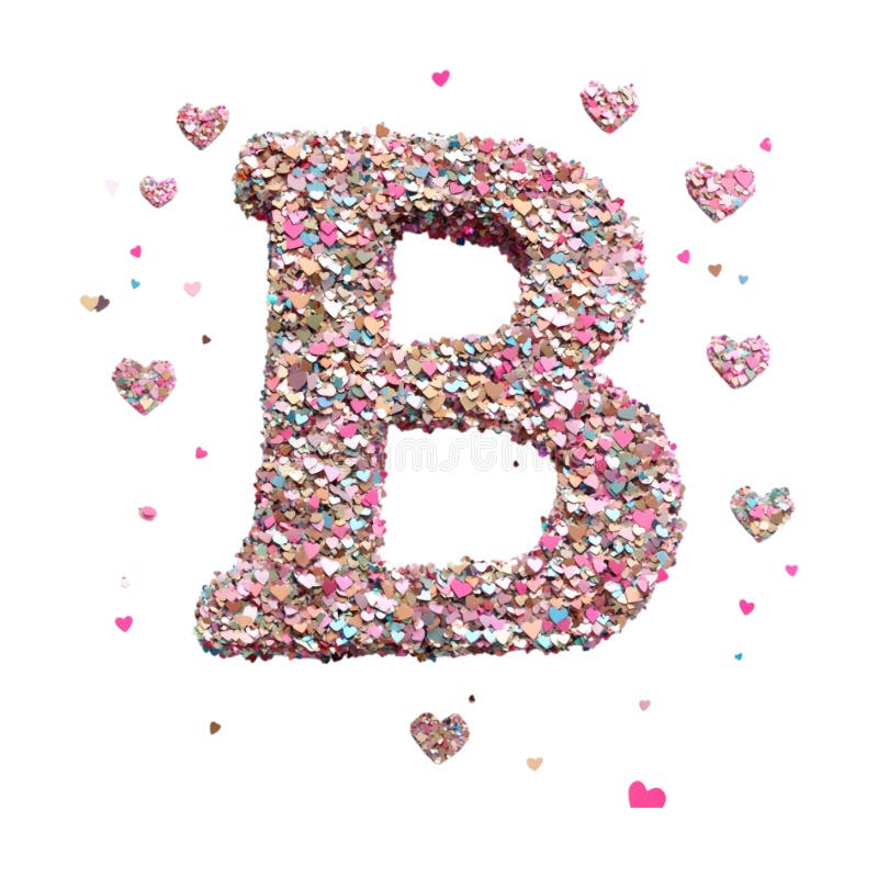 Imagen transparente o PNG de la representación 3D de un alfabeto B hecho a partir de un confetti cardíaco libre illustration