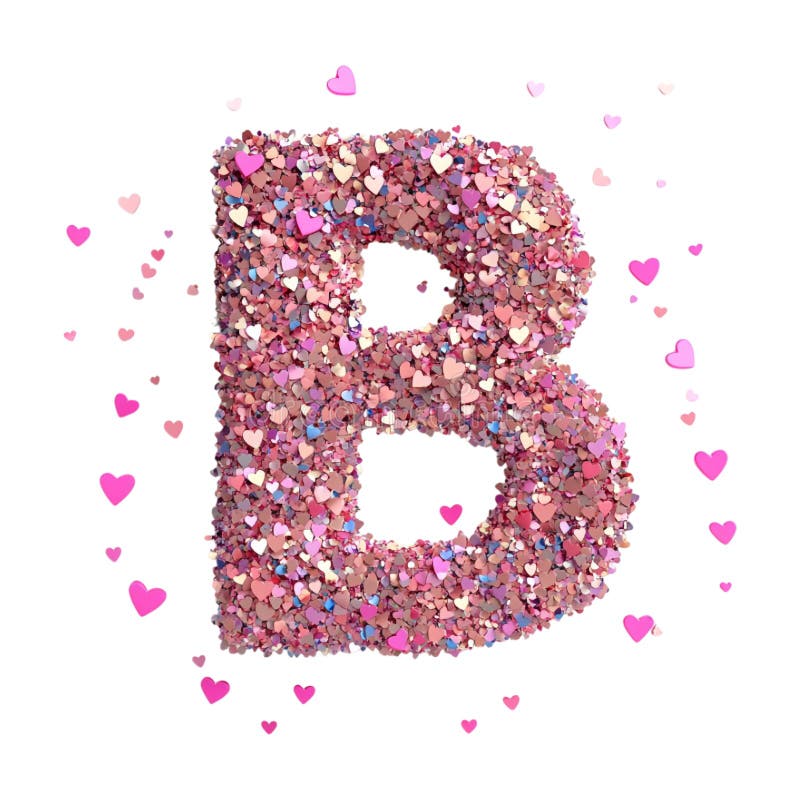 Imagen transparente o PNG de la representación 3D de un alfabeto B hecho a partir de un confetti cardíaco libre illustration