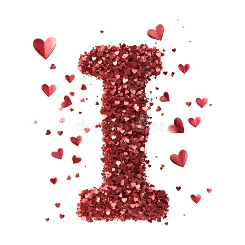 Imagen transparente o PNG de la representación 3D de un alfabeto que hice a partir de un confetti cardíaco stock de ilustración