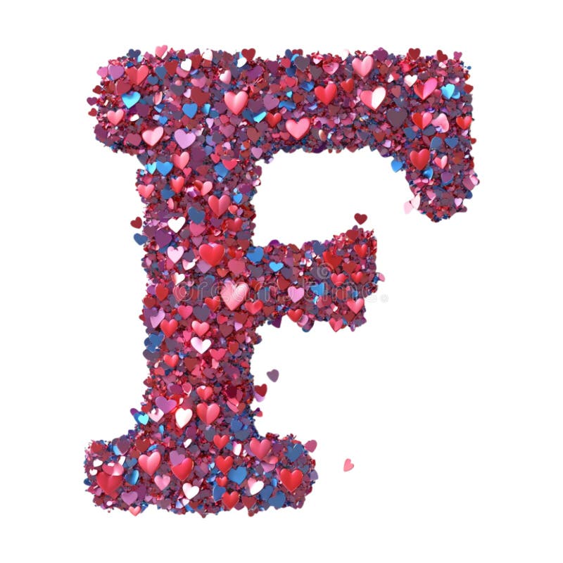 Imagen transparente o PNG de representación 3D de un alfabeto hecho de confetti cardíaco ilustración del vector