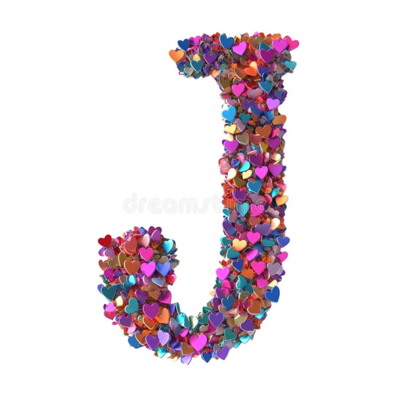Imagen transparente o PNG de representación 3D de un alfabeto J hecho de confetti cardíaco ilustración del vector
