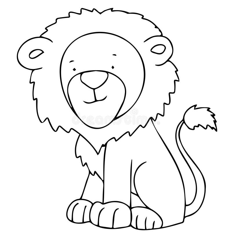  Imagen Vectorial Con Un León En Estilo Doodle. Cachorro De León Para Colorear Ilustración del Vector