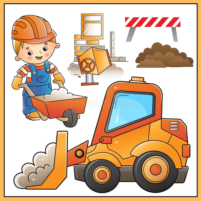 Bulldozer Escavadora Construção Veículo Desenho Animado Royalty Free SVG,  Cliparts, Vetores, e Ilustrações Stock. Image 80115501