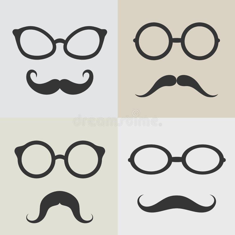 Imagens do vetor dos vidros e dos bigodes ilustração stock Imagens do vetor dos vidros e dos bigodes ilustração stock