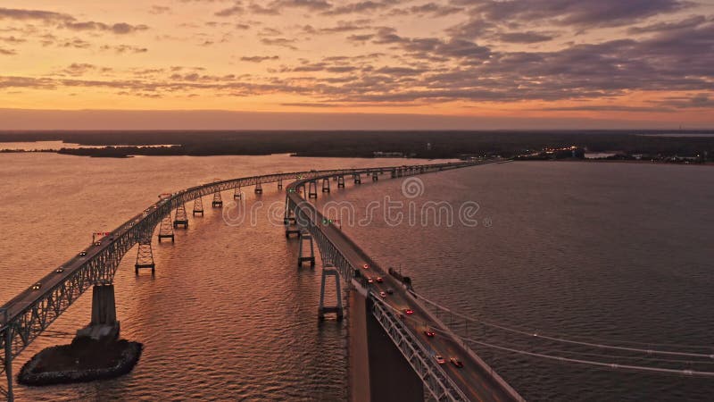 Images de drones aériens du pont de la baie de Cheasapeake