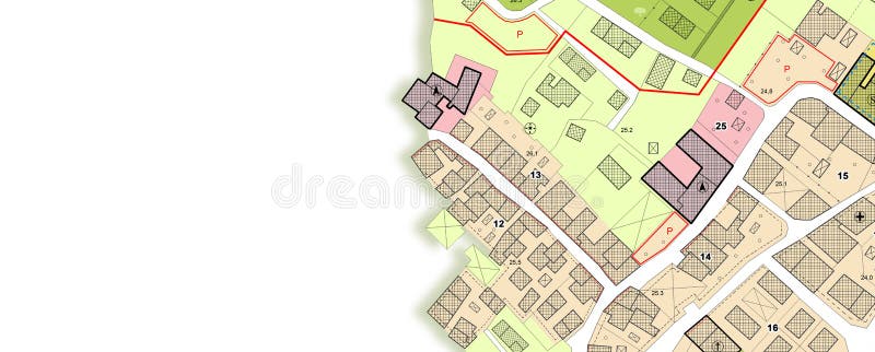 Imaginary General Urban Plan Concept. Zoning Regulations with Zoning