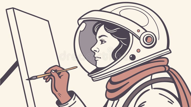 Creative astronaut artist painting in space, blending science with imagination, vector design Generative AI royalty free illustration