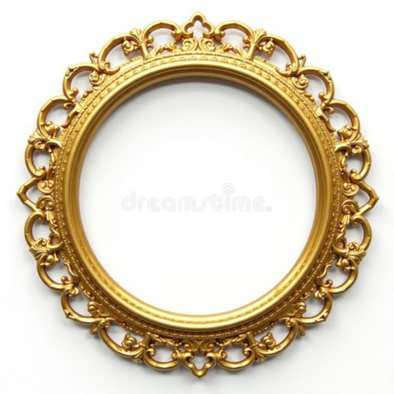 Imagine complexă a cadrului de aur rotund formă rotundă, cu fundal alb reflectat în aur royalty free illustration