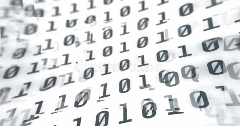 Imagine digitală a procesului de codificare binară a datelor pe fond alb stock illustration