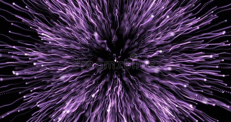 Imagine digitală a traseului de lumină violet care explodează pe fundal negru royalty free illustration