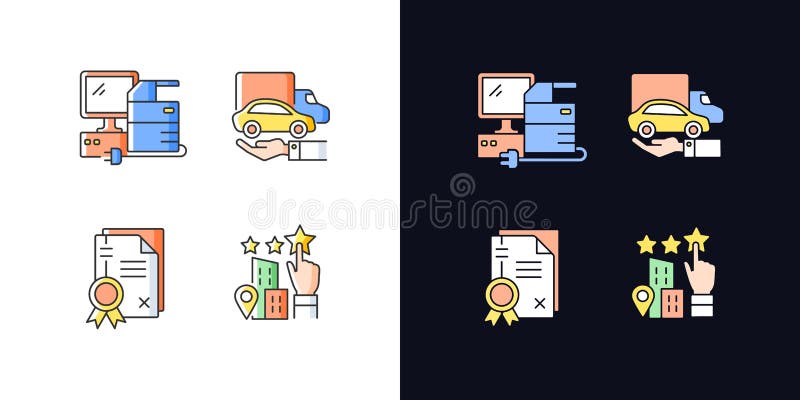 Imagine firmă și lumină temă întunecată setează pictogramele pentru culori RGB stock illustration
