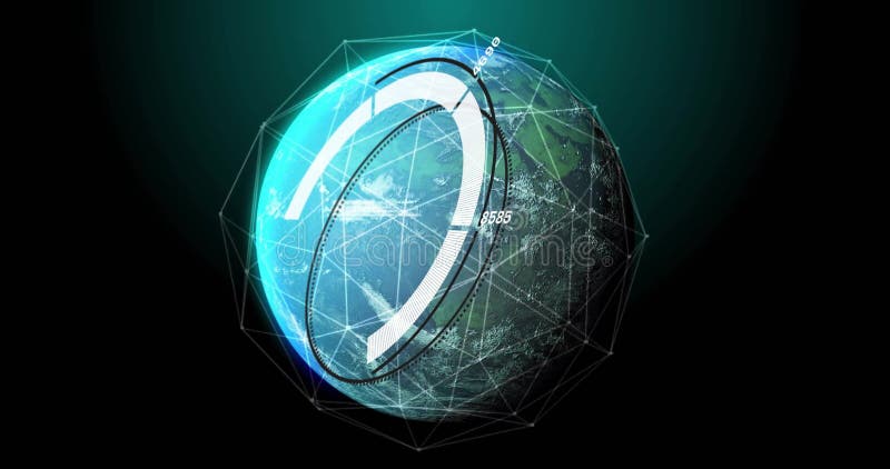 Imagine a globului digital cu date futuriste și forme geometrice care îl înconjoară vector illustration