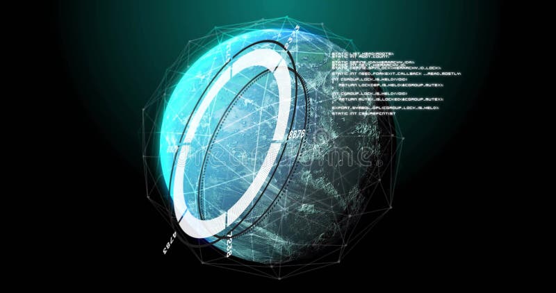 Imagine a globului digital cu date futuriste și forme geometrice care îl înconjoară vector illustration