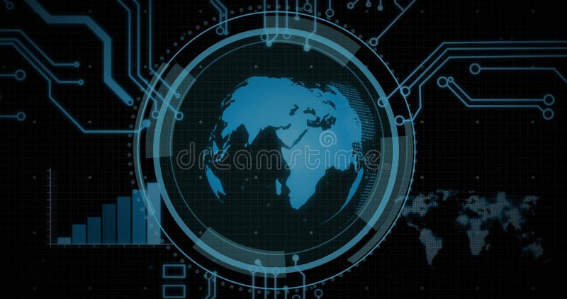 Imagine a globului digital și a modelelor de circuite futuriste stock illustration