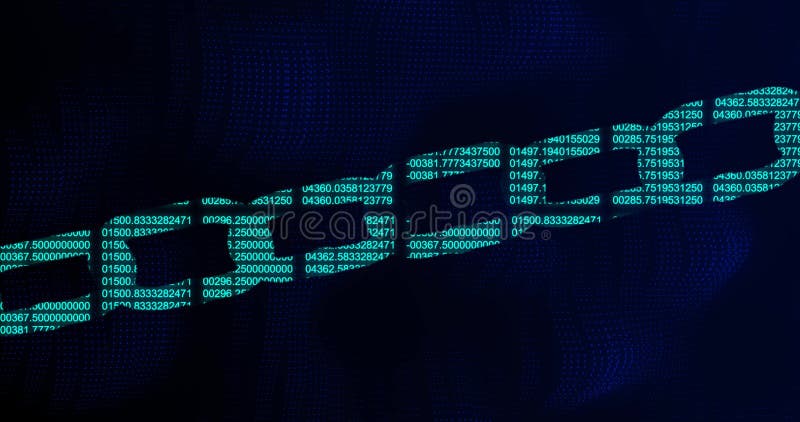 Imagine a interfeței computerizate digitale cu prelucrarea datelor și numerelor și legături de lanț pe verde royalty free illustration