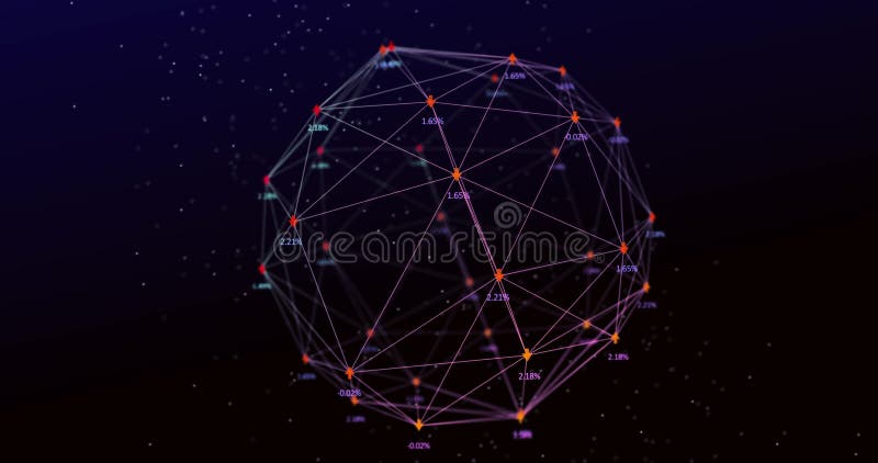 Imagine a interfeței digitale și a globului de conexiuni de rețea cu săgeți și numere pe partea întunecată a spatelui royalty free illustration