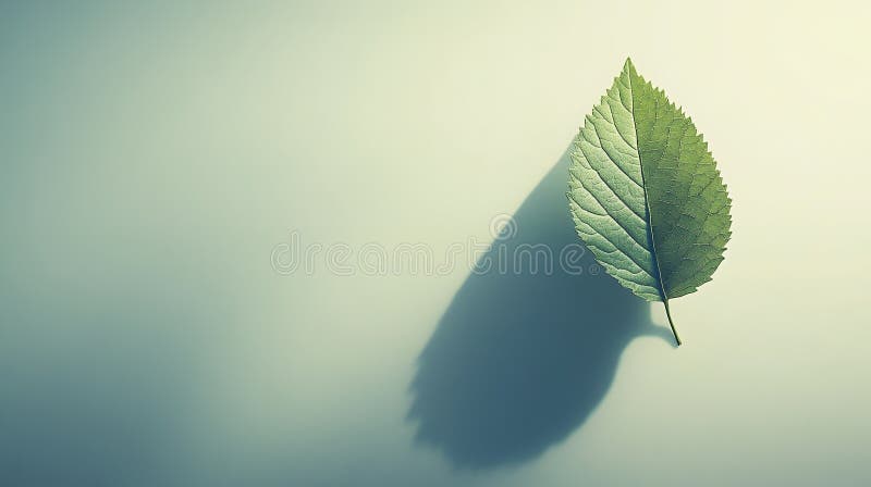 Imagine minimalistă a unei singure frunze verzi Fotografie viață calmă, ușoară a plantei royalty free illustration
