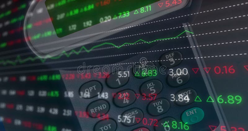 Imagine a prelucrării datelor financiare prin terminalul cardului de credit stock illustration