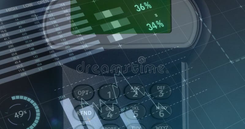 Imagine a prelucrării datelor financiare prin terminalul cardului de credit vector illustration