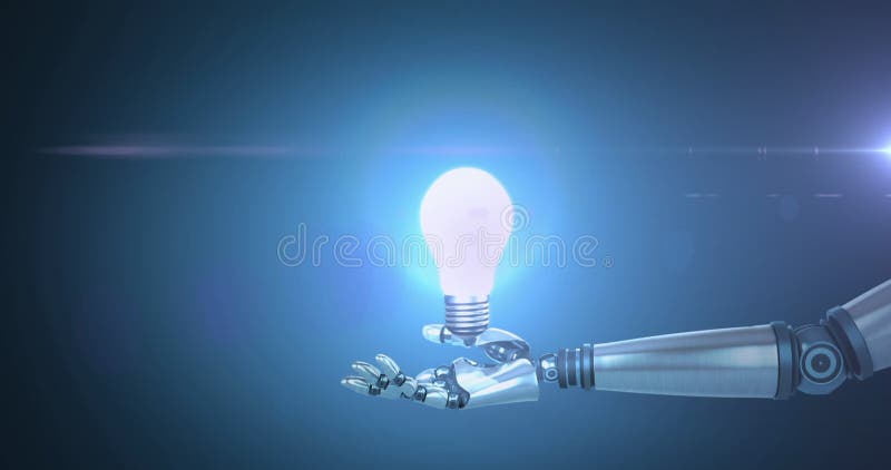 Imagine a roboților braț și bec cu prelucrarea datelor vector illustration