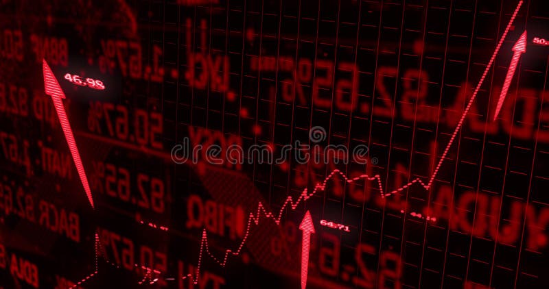 Imagine a statisticilor și a prelucrării datelor financiare pe săgeți pe fond negru vector illustration
