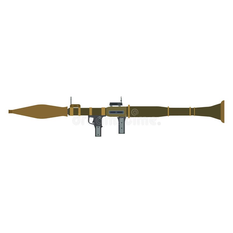Imagine vectorială a dispozitivului de lansare a rachetelor cu pictogramă militară RPG izolată. vector illustration